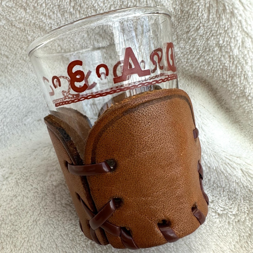 Western Style Shot Glass with Leather Holder